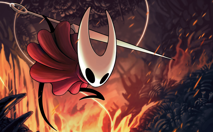 Hornet jumps in key art for Hollow Knight Silksong